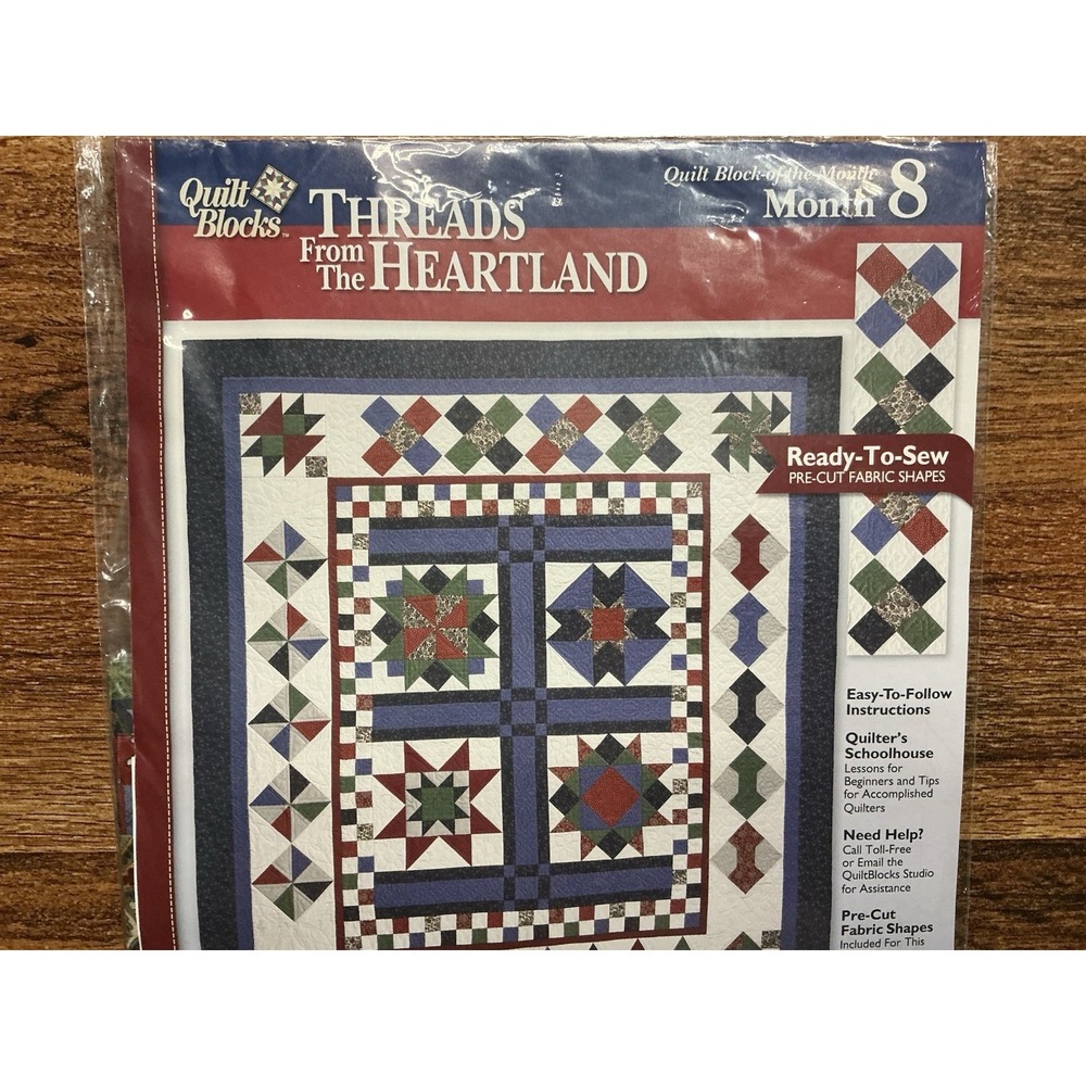 Month 8 Quilt Blocks Threads From the Heartland Block-of-the-Month Pre-Cut Kit